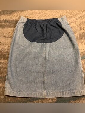 Size S (4/6) Denim Pencil Skirt with Navy Maternity Stretchy Panel